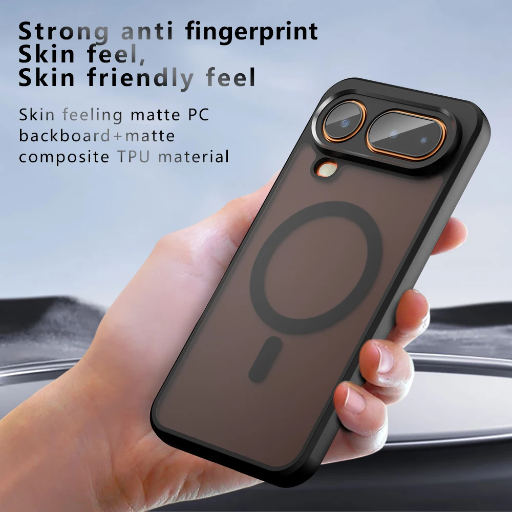 Shockproof Translucent Matte Phone Case with Magnetic Wireless Charging Compatibility