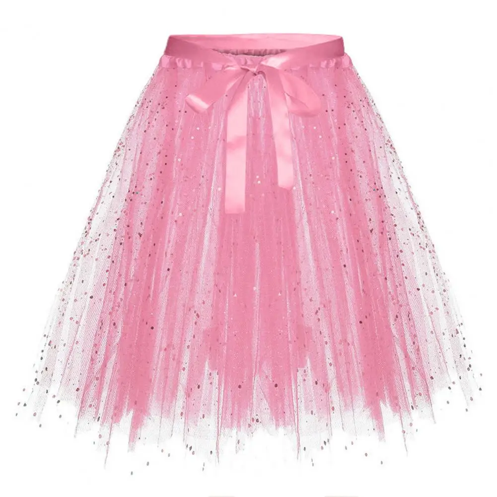 

Women Pleated Skirt Shine This Multi-layered Sequin Skirt with Bow Detail for Stage Shows Performances Special Events Add A