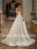 A Line Organza Wedding Dresses for Woman Bride Square Neck Sleeveless Sweep Train Backless Vestidos De Novia Bridal Gowns 2