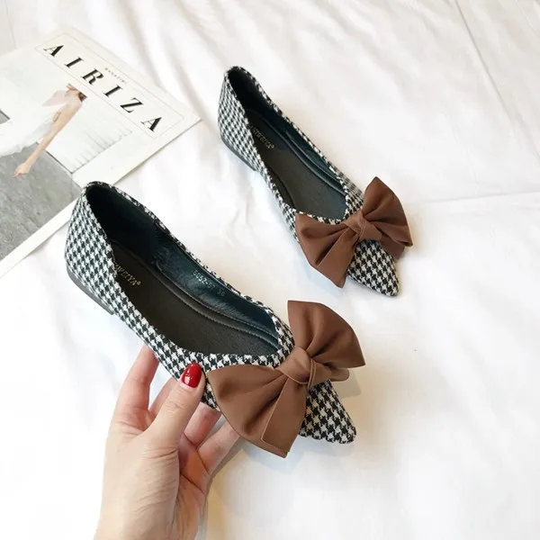 2023 Spring New Women Flats with Bowknot Flat Heel Shoes Zapatos De Mujer Pointed Soft Sole Casual Women's Shoes Lolita Shoes