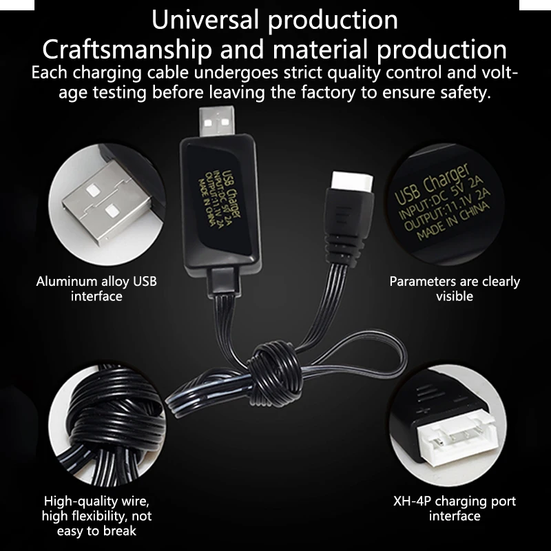 Chargeur Li-ion 11.1V 3S 12.6V 1A USB Multiport - Protection Surcharge