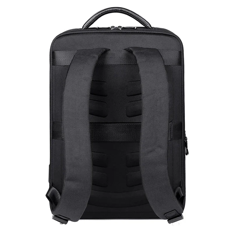 New Brand Genuine Leather with Oxford Men Backpacks Fashion Real Natural Leather Student Backpack Boy Luxury Computer Laptop Bag 3