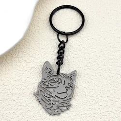 Charming Silver Stainless Steel Cat Keyholder - Pet Lover's Jewelry Gift (C)