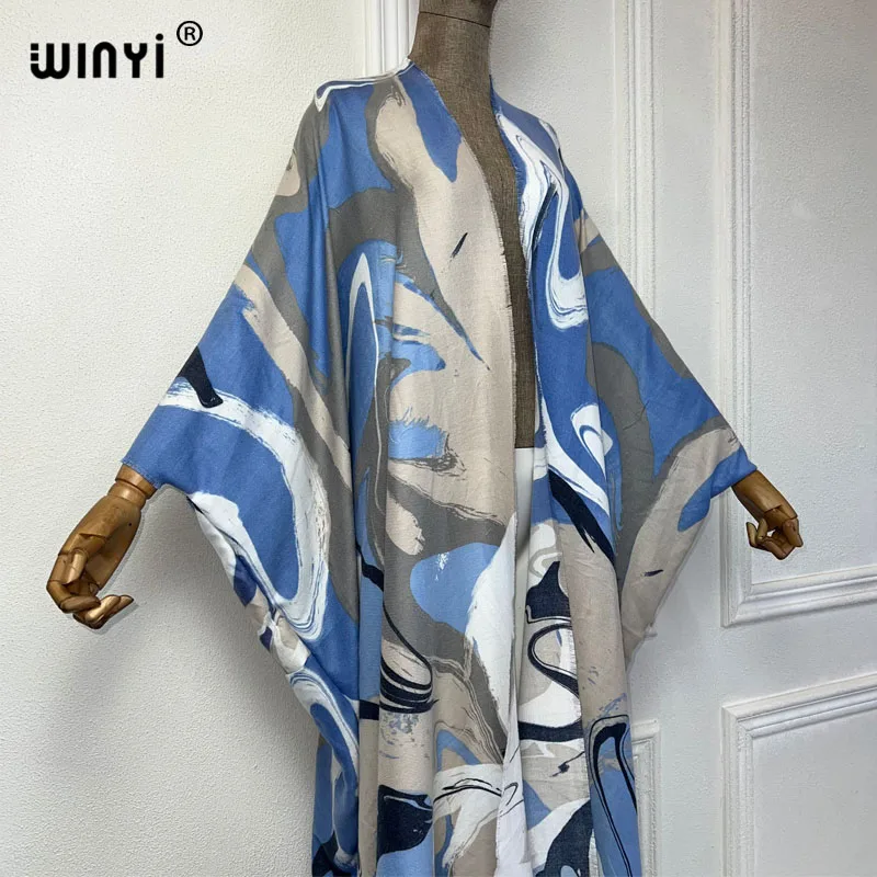 WINYI Europe Winter fur loose cardigan woman kimono party dress