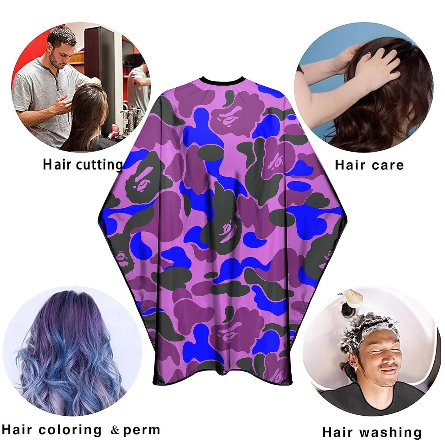 Barbershop Camouflage Salon Gown Adjustable With Snaps Waterproof Hairdressing Apron Antistatic Hairdresser Capes Barber Tools 2