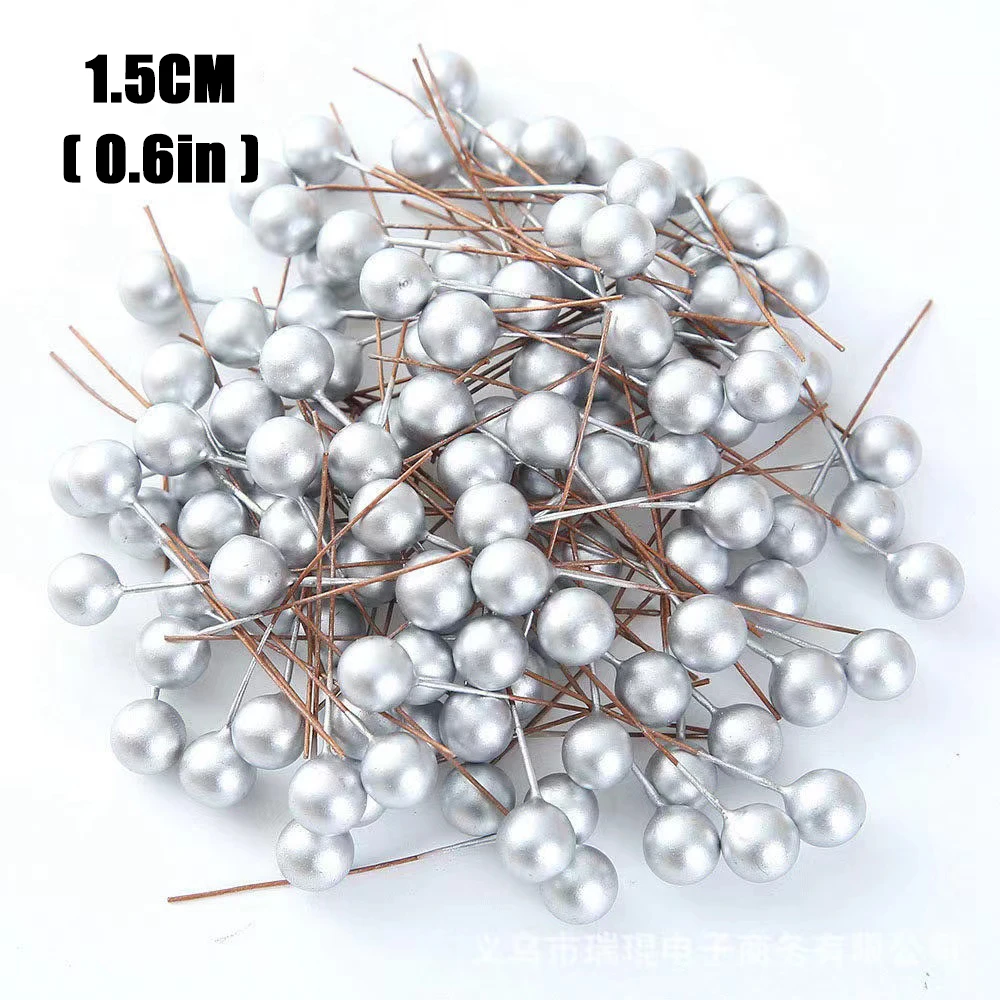 thumbnail image 1 of 1000/50x Mini bayas artificiales, bayas rojas falsas, estambres de cereza para Navidad, adorno de corona floral, decoración para fiesta de Año Nuevo, hogar, 1 of 5