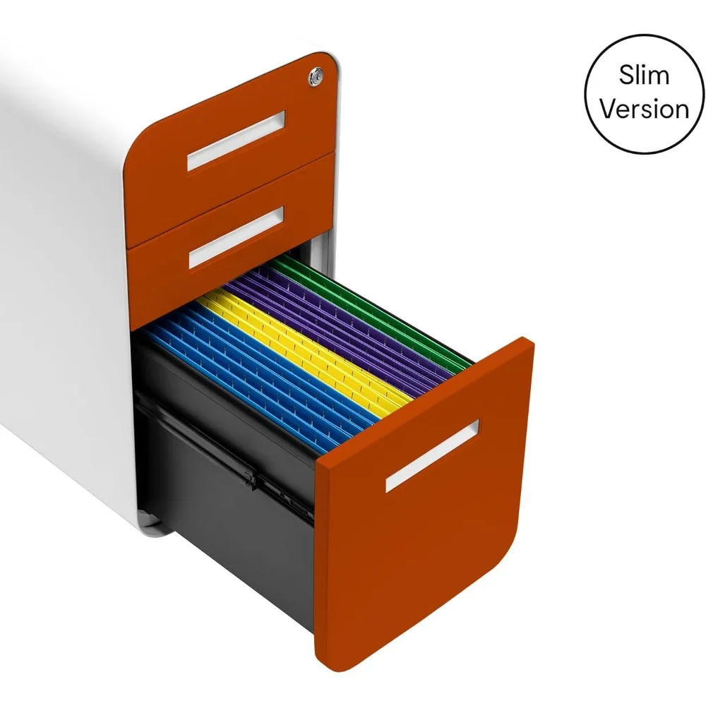 "compact 3-drawer mobile file cabinet with lock - under desk metal storage for legal/letter files, wheeled"