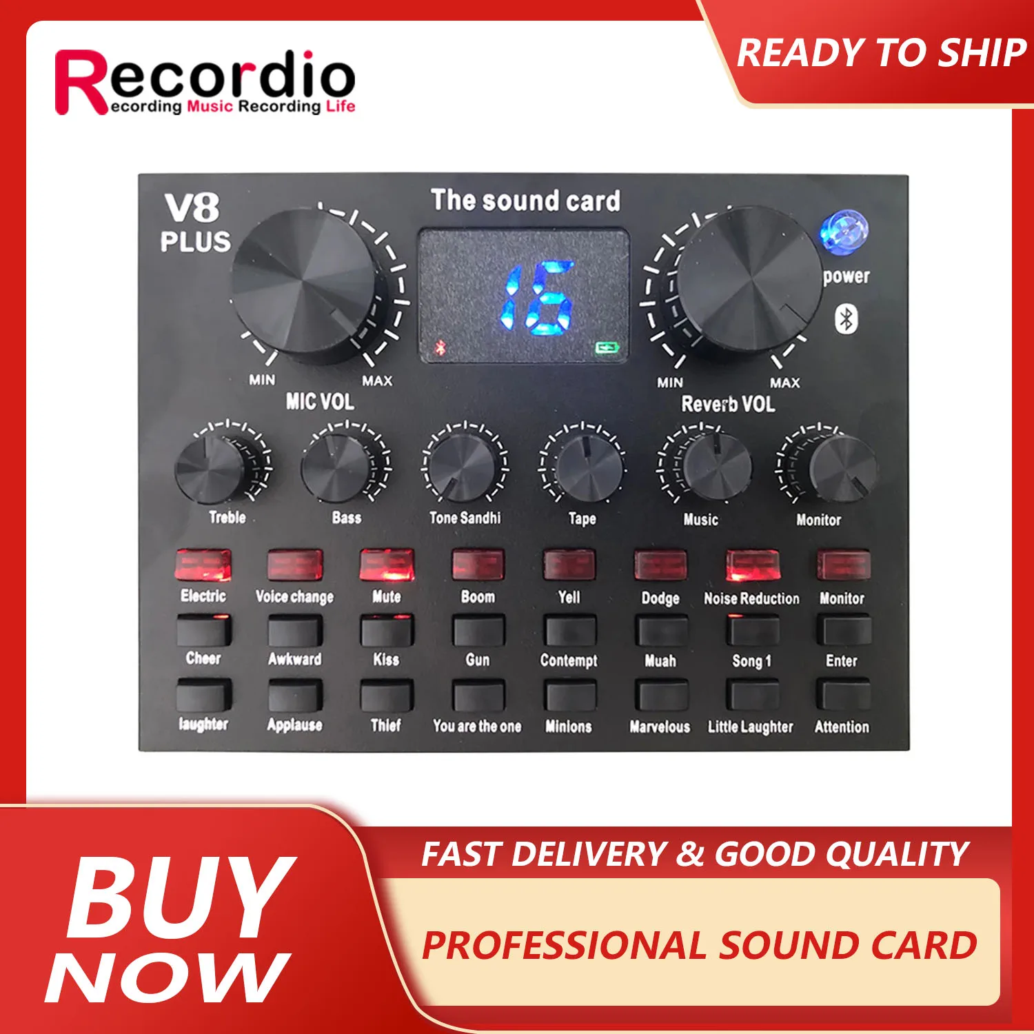 

GAX-V8 PLUS Wholesale professional V8 Plus Sound Card Mobile Phone External Sound Card for Live Stream