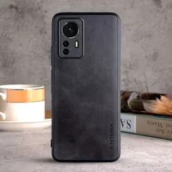 Luxury Vintage Leather Skin Phone Case - Premium Protective Cover for Xiaomi 12T (Black)