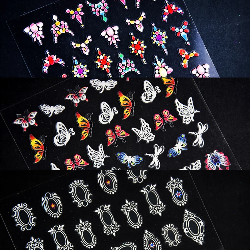 1 sheet 3d Nail Art Sticker Adhesive Sticker Decals Tool DIY Nail Decoration Tool Embossed Flower