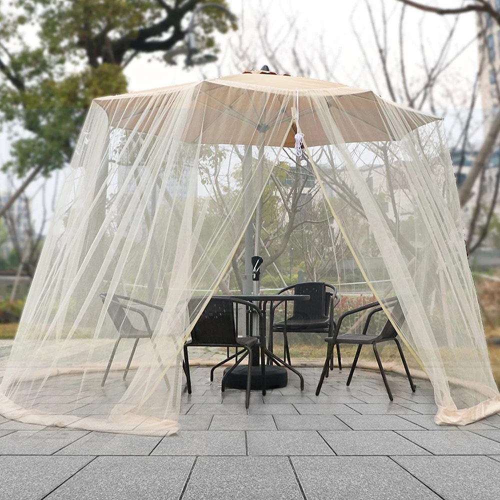 

Umbrella Mosquito Netting for Outdoor Garden Patio Umbrellas Adjustable Rope Polyester Sunshade Mosquito Net for Travel Tent