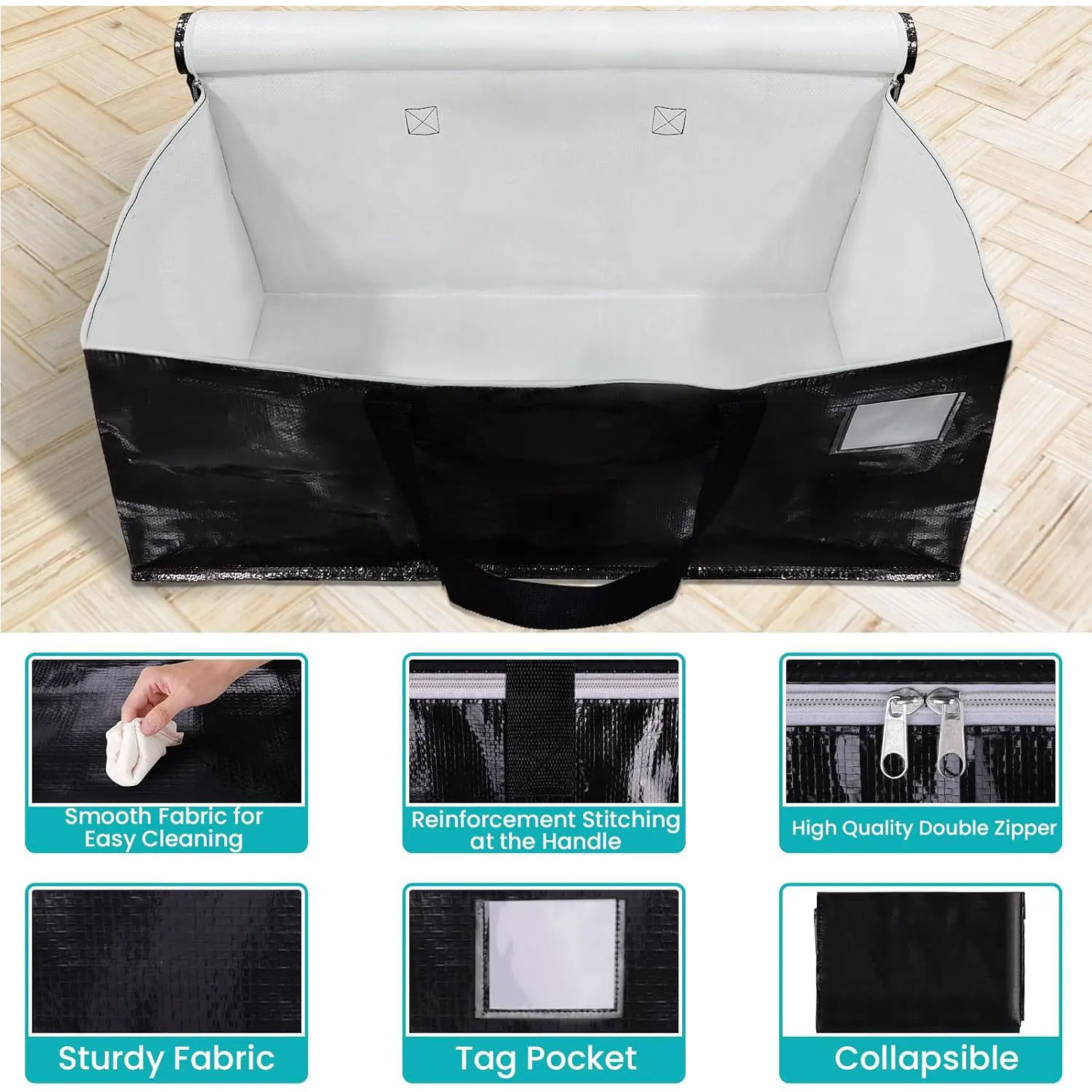 Storag Bag Woven Large Capacity Storage Luggage Bag Foldable Handheld Car Household Clothing Sealed 3