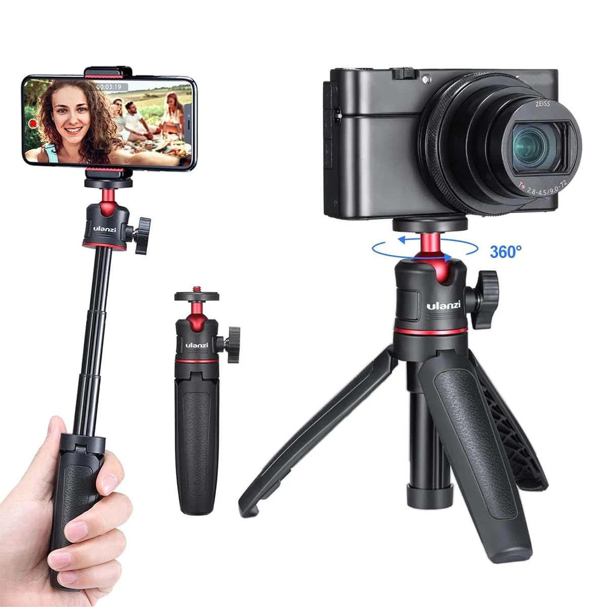 Ulanzi MT-08 DSLR SLR Phone Vlog tripod KIT Cold Shoe Phone Mount Holder for Microphone LED Light Mini Tripod for iPhone 13 Sony