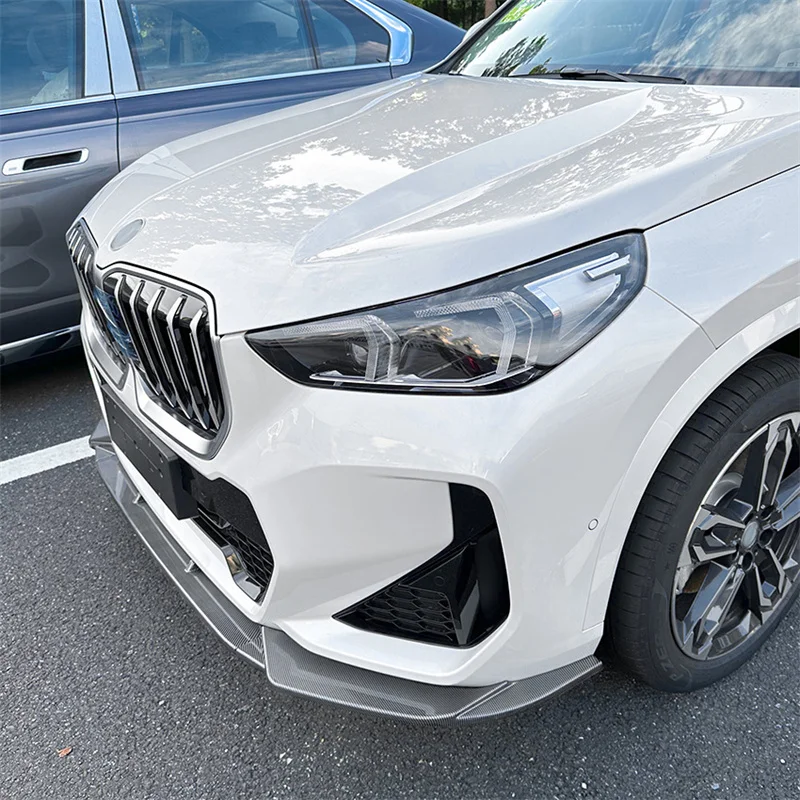Gloss Black For BMW X1 U11 M Sport + Under Front Bumper Chin Lip Lower Splitter Spoiler Diffuser Kits Protector ABS