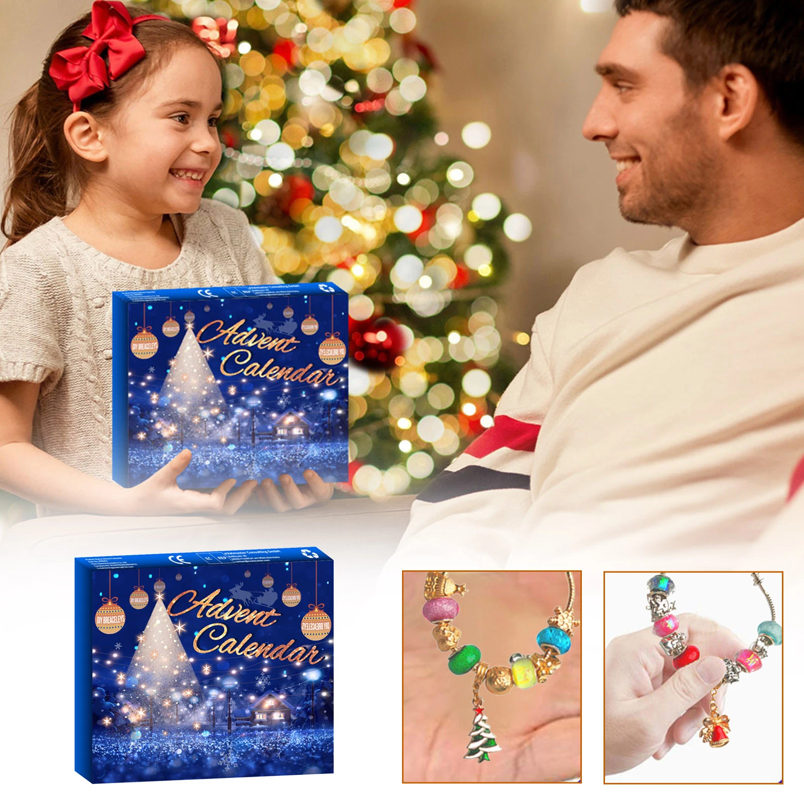Battery Wreath with Timer Christmas Countdown Surprise Gift Box 24th Countdown Surprise Box Set Children's Bracelet| | - AliExpress