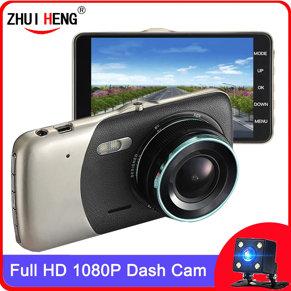 

Dash Cam Black Box in Car DVR Camera Video Recorder Rear View Dual Lens HD Cycle Recording Video Mirror Recorder Black Box