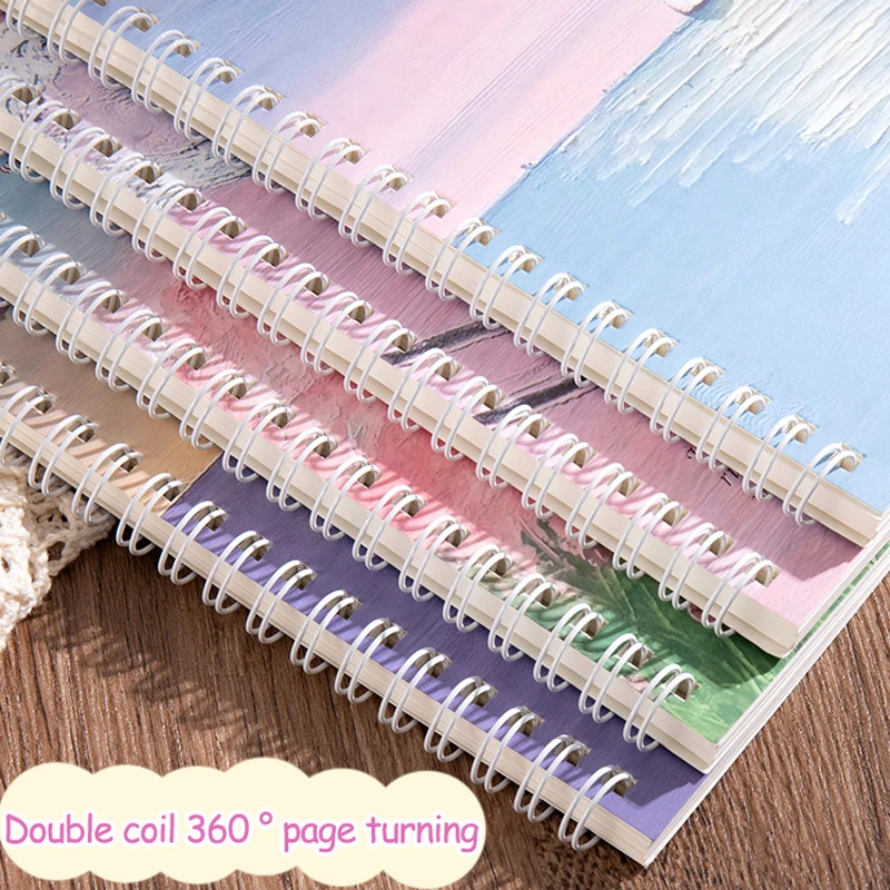 4 Books/Set A5 Coil Lined Notebook High Quality Kawaii Korean Stationery Cute School Supplies for Students