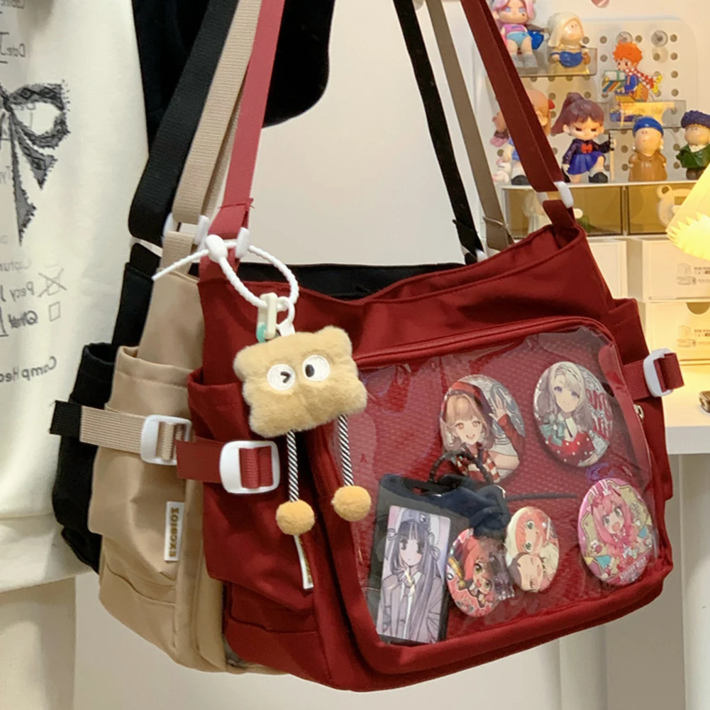 Japanese Ita Bag JK Shoulder Purse with Clear Window Cartoon kawaii Book Bag Trendy Transparent Crossbody Bags Lolita Handbag