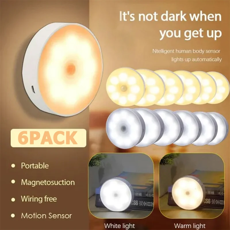 Lampe LED Veilleuse à Capteur De Mouvement - Sans Fil - Prise EU/US - Pour Armoire, Chambre