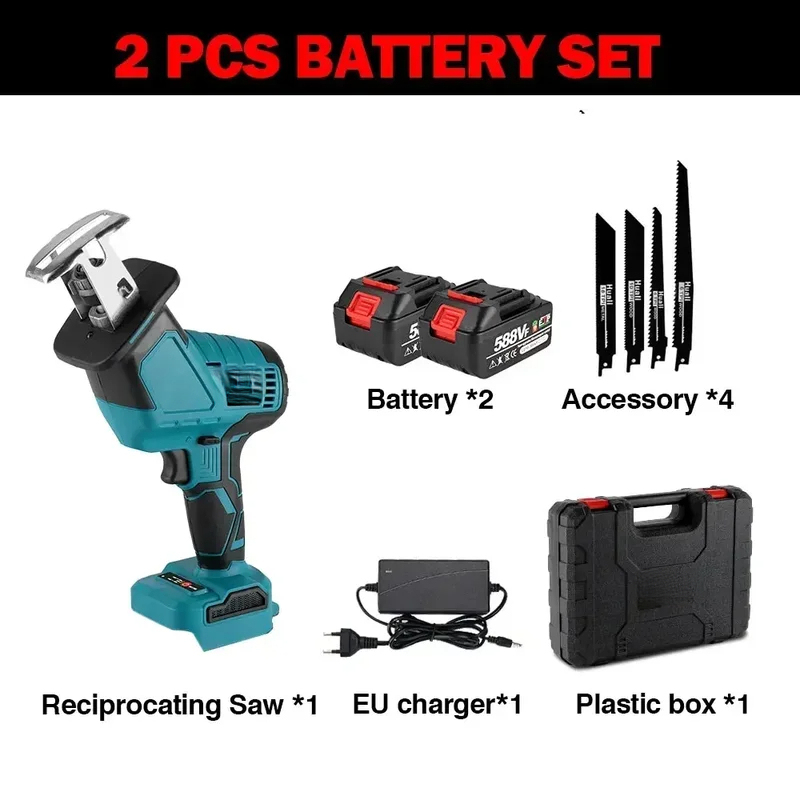 3600w 12000spm Brushless Reciprocating Saw Wireless Chainsaw Cut Saw Wood Cutting Tools With Sawblade For Makita 18V Battery