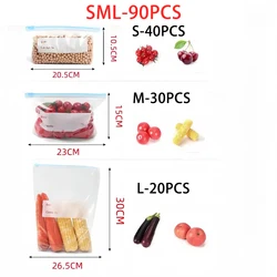 45 - Piece Reusable Leakproof Silicone Food Storage Bag Set - 45pcs (90pcs)