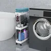 4 Layer Bathroom Storage Rack with Wheels Rolling Utility Cart Home Storage Organizer Multi-purpose Corner Shelf 4