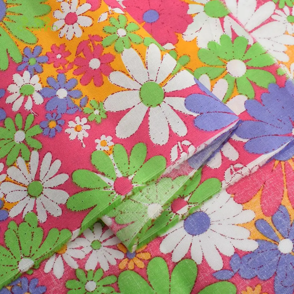 Chainho,Printed Plain Weave Poplin Cotton Fabric,DIY Quilting Sewing Material,Patchwork Cloth,Floral Series,3 Sizes,15PC10
