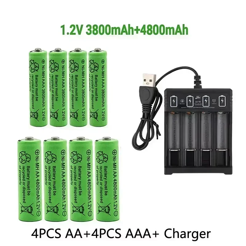 Original Rechargeable Battery 1.2V AA4800mAh+AAA3800mAh+Charger for Computer Clock Radio Video Game Digital Camera AA AAAbattery - 5