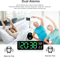 12inch Smart Mute LED Electronic Wall Clock Modern Desk Clock Night Alarm Minimalist Thermometer Clock Home Decor For Room - Image 2