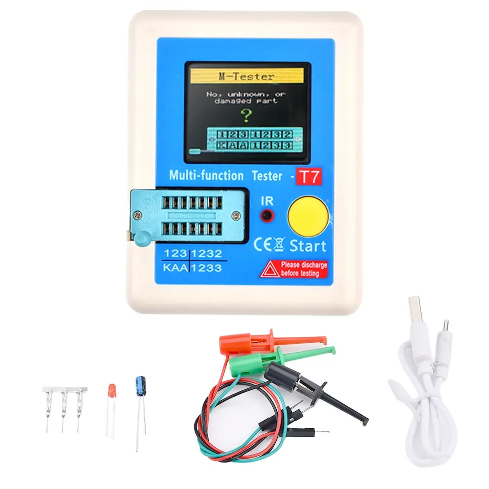 LCR-T7 Transistor Tester Multimeter Colorful Display TFT For Diode Triode MOS/PNP/NPN Capacitor Resistor Transistor