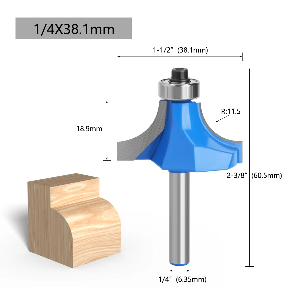 LAVIE 1 Stück 6 mm 6,35 mm Eckenrundungsfräser mit Lager für Holz, Holzbearbeitungswerkzeug, Fräser MC01035S – Detail 22