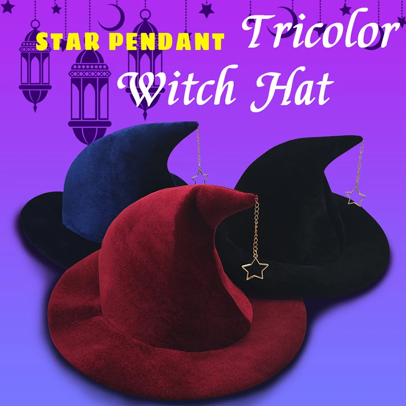 Star Pendant Witch Hat Wizard Hat Witch Makeup Stage Party Dress Up Party For Performance