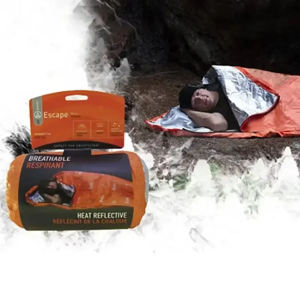 Hiking Emergency Survival Blanket Tent-Windproof Waterproof Foil Thermal Shelter for Camping Outdoor First Aid Rescue