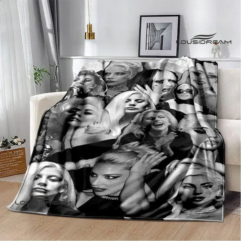 Star Lady-Gaga printed blanket warm flannel blankets soft and comfortable blanket home travel blanket bed linings birthday gift 5