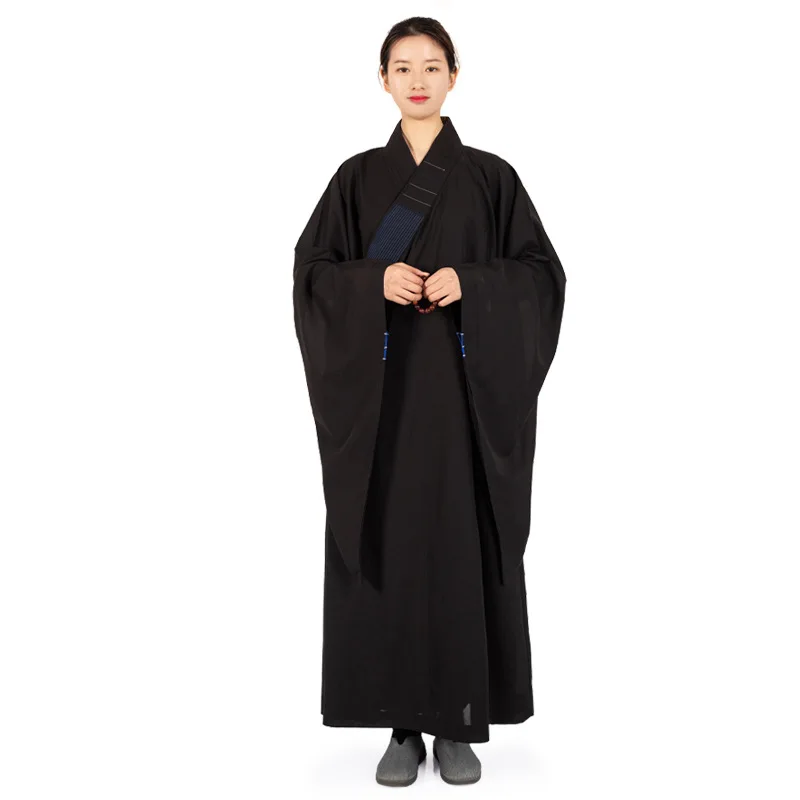 Buddhist Clothing Chinese Traditional Suit Traditional Chinese Robe Linen Monks Long Gown for Buddhism Adults Meditation