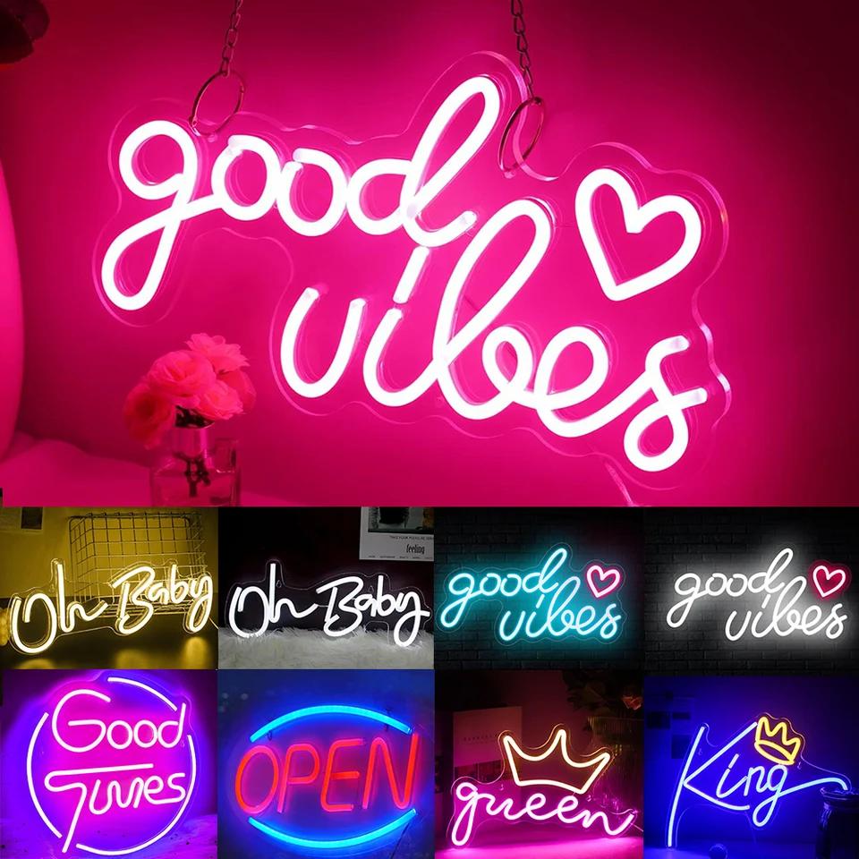 NEON SIGNS INDIA Good Vibes Led Light For Home Decorative Sign Wall