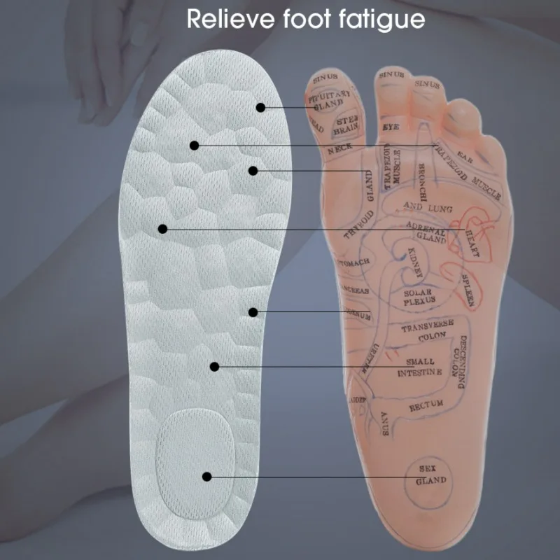 4D Deodorizing Sports Insole Elastic Shock Absorption Shoe Pad Cuttable Massage Insoles Running Marathon High Elasticity Footpad