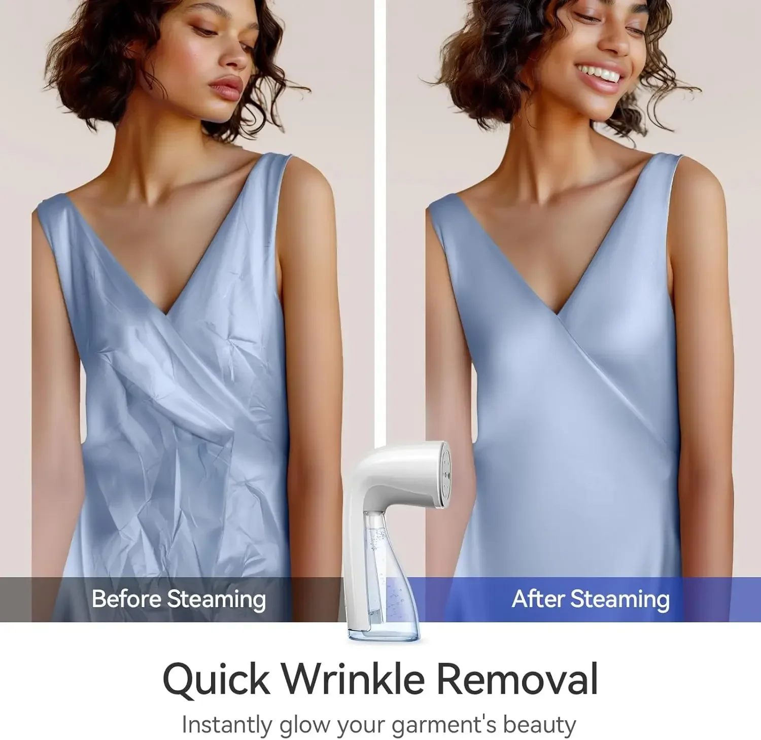 Clothes steamer 1100W, 300ml Large capacity, fast wrinkle removal Suitable for all fabrics Small and portable travel steamer