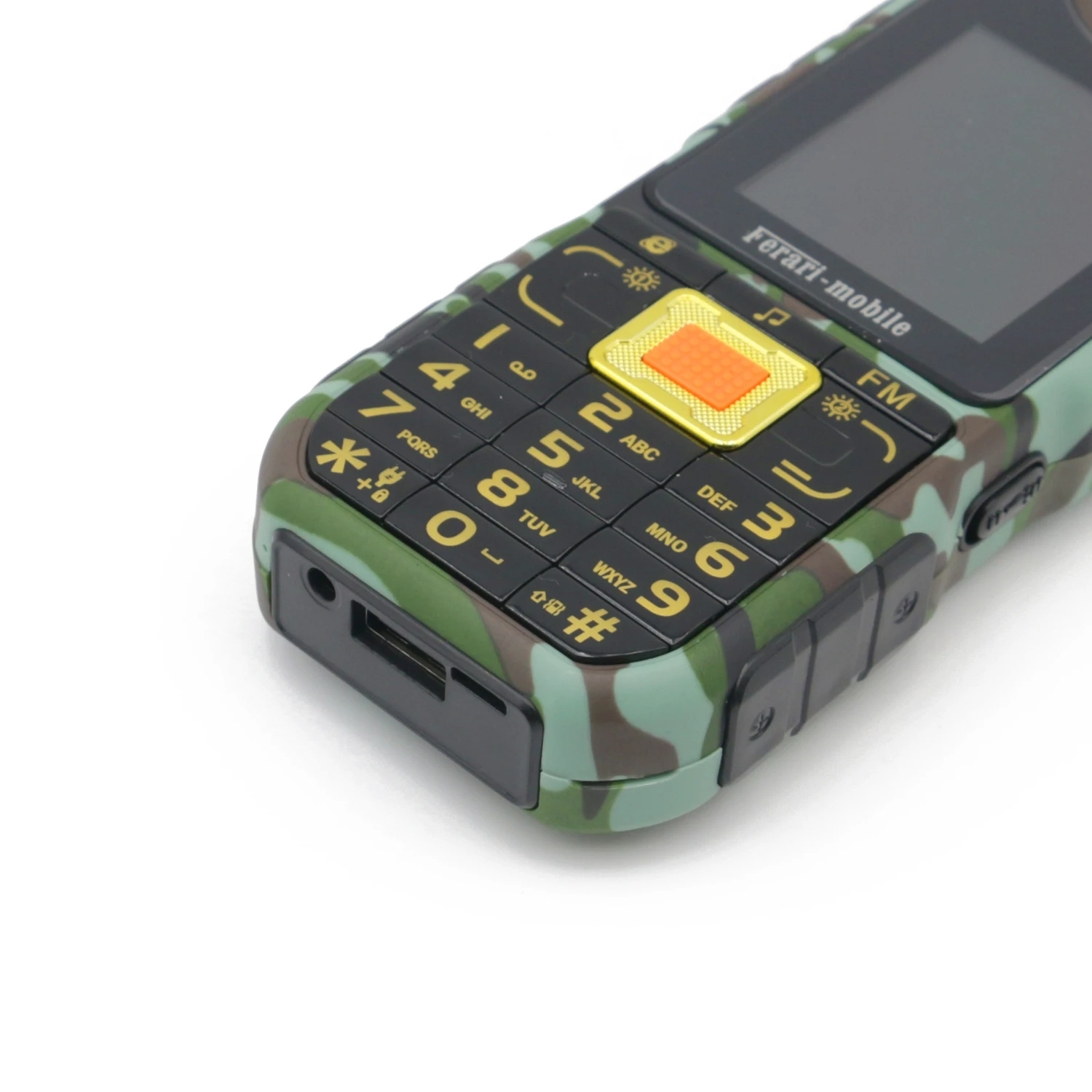 Camuflagem do Telefone Móvel com Botões Grandes Tocha do Banco do Poder Bluetooth Cartão Sim Teclado Russo Celulares Idosos Gsm 2g - Image 4