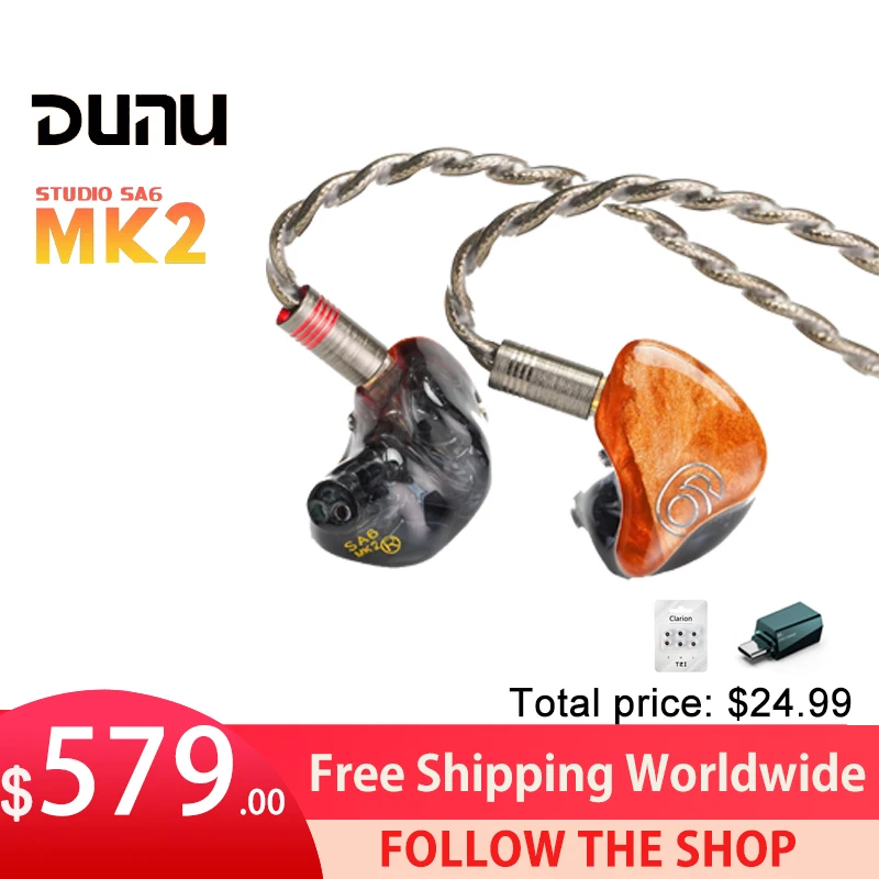 

Мониторы-вкладыши DUNU SA6 MKII / MK2 6BA, IEMs 6, балансировочные арматурные детали, оригинальные деревянные чехлы для наушников