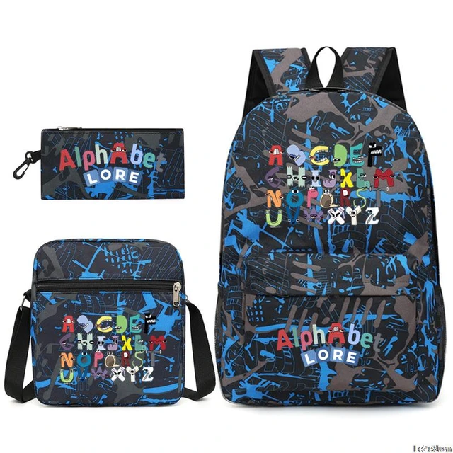 Alphabet Lore Letter Legend Game Student School Bag Pencil Bag Three-piece  Set Backpack Children Cartoon School Bag Mochila - AliExpress