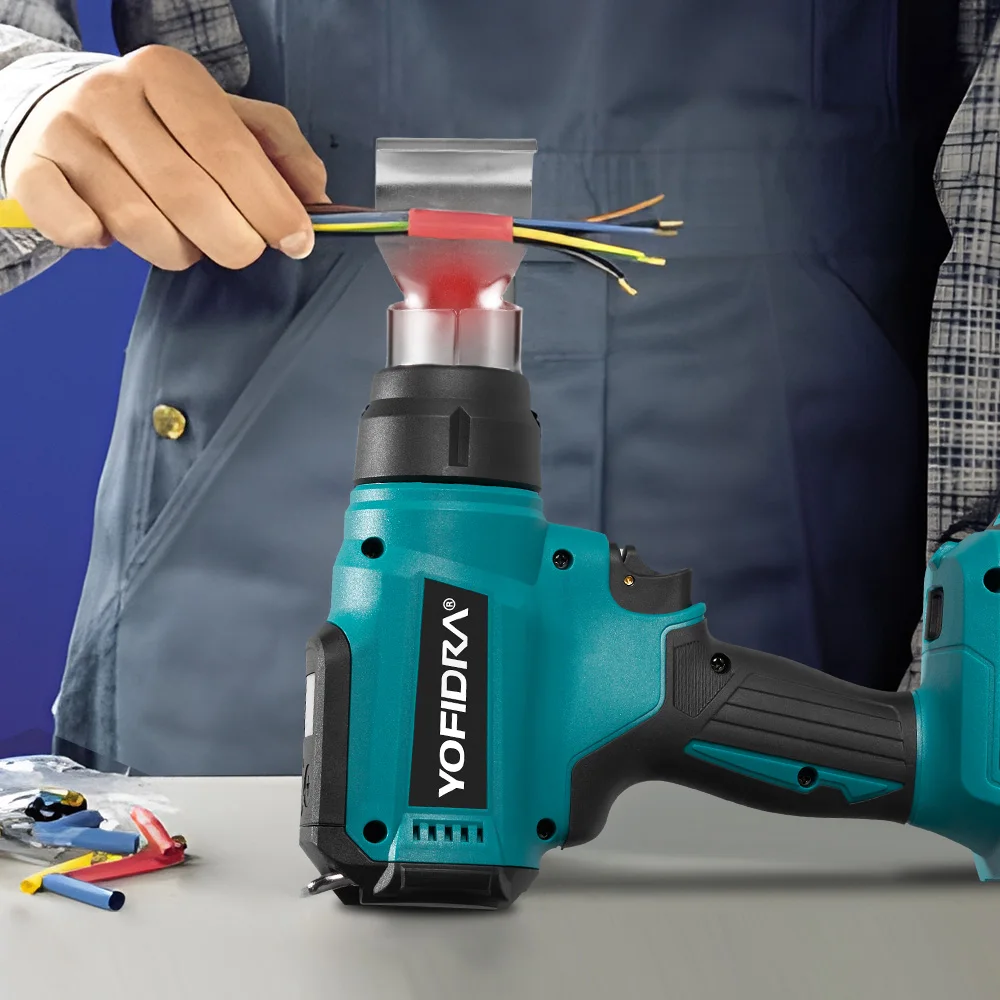 Yofidra 550℃ Hot Air Gun 2 Gears Adjustable LED Display Cordless Efficient Industrial Home Heat Gun Tools For Makita 18V Battery 6