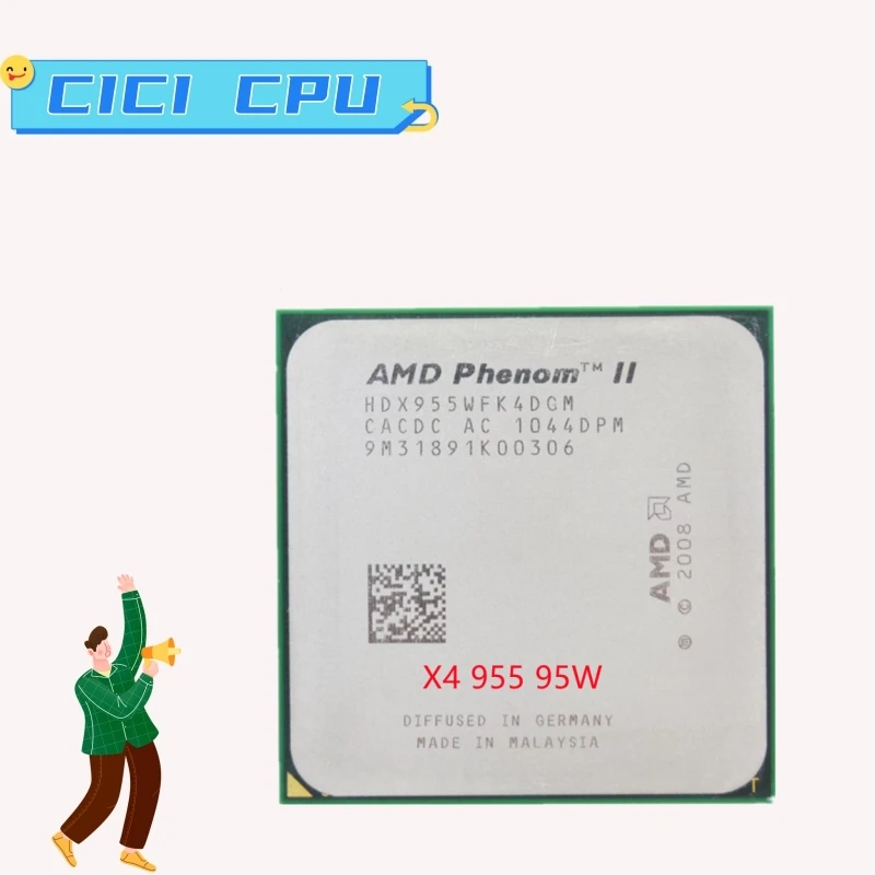 Amd Phenom Ii X4 955 3.2 Ghz 95W Processore Cpu Quad-Core Hdx955Wfk4Dgm/Presa Muslimex Am3