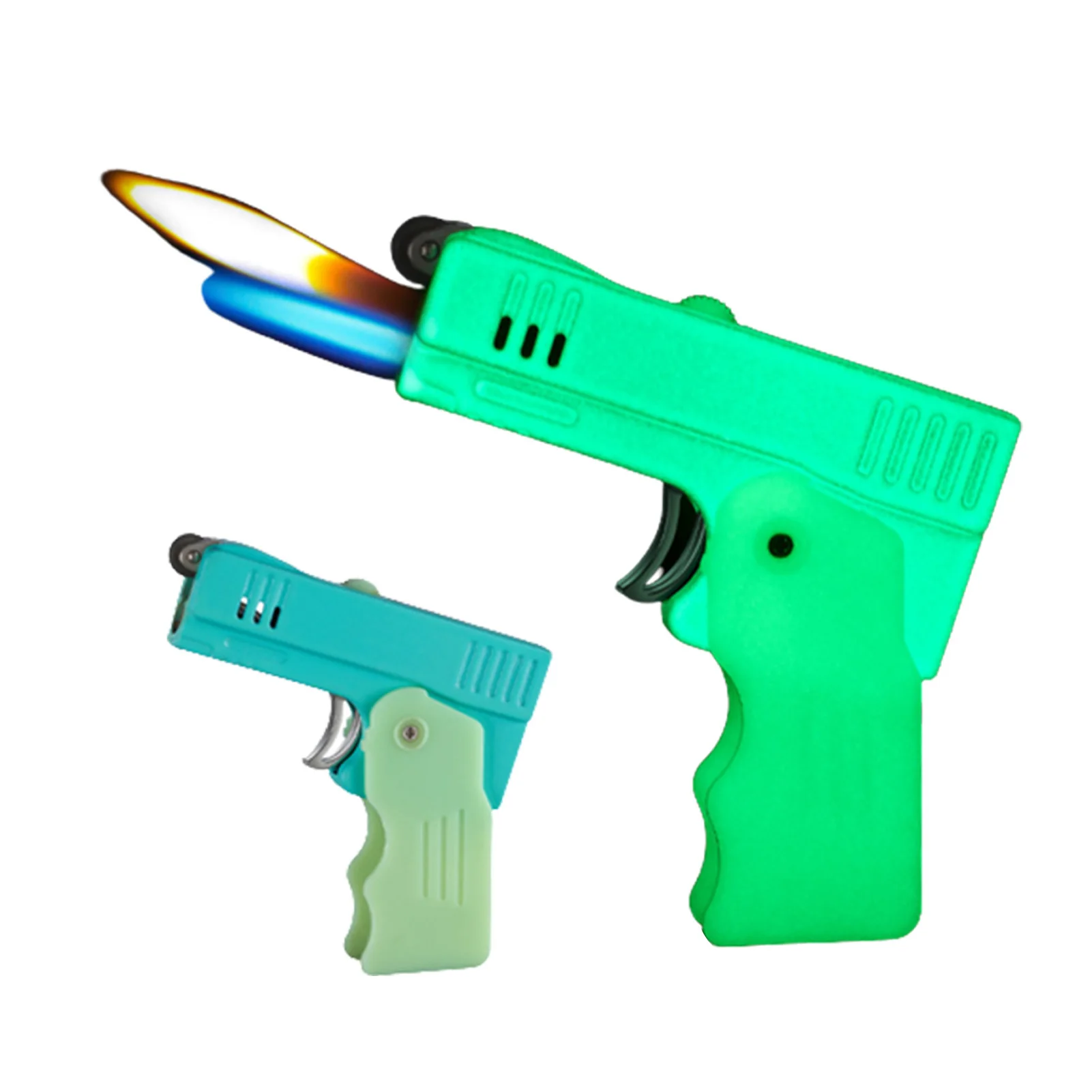 

Outdoor Portable Metal Body Plastic Handle Deformation Double Fire Switching Direct Open Fire Folding Model Gas Lighter Tool