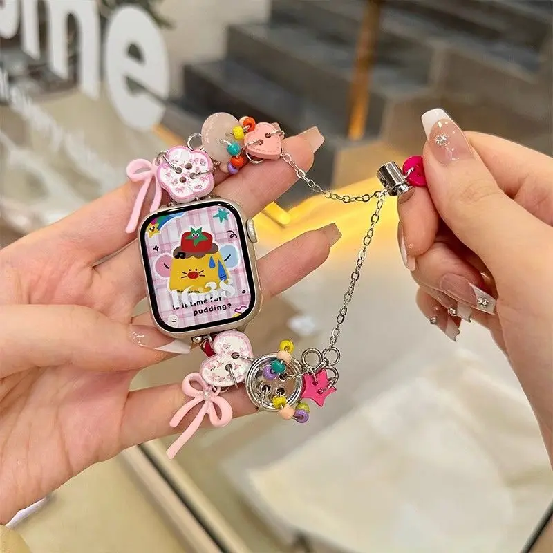 Apple Watch 스트랩 Ultra/Se10/9/8/7/6/5/4/3/2/1과 호환되는 38/40/41/42/44/45/46/49mm와 호환되는 버튼 도파민 스트랩