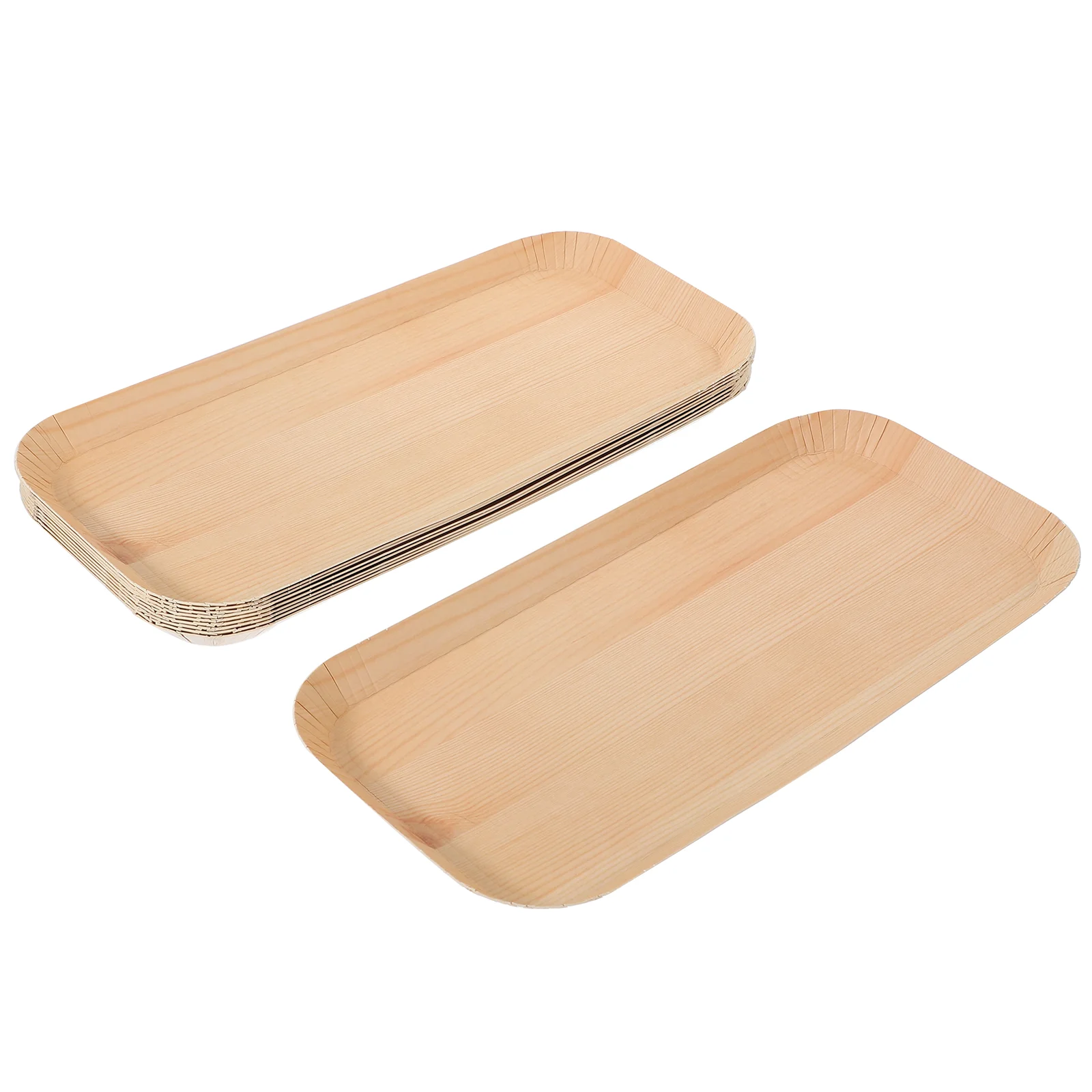 10 Pcs Palm Leaf Snack Wood Grain Paper Plate Plates Food Tray Sashimi Sushi Serving Snacks Treat Container