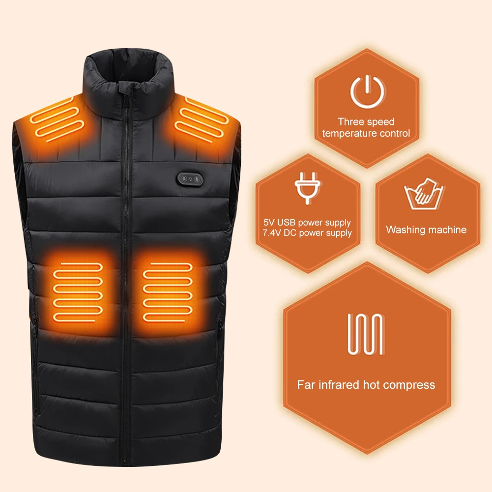 Heated Vest Electric Heating Vest Windproof 15 Areas Heated Electric Heating Gilet USB Charging Smart for Men Women