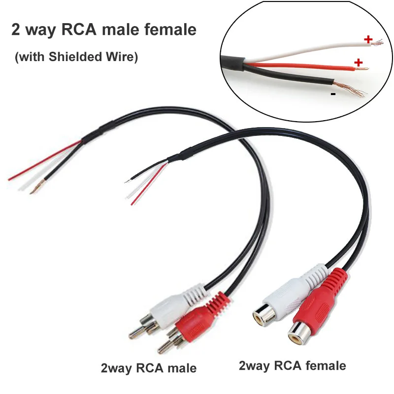 Rallonge de câble RCA de ferroutage 2Cordon adaptateur d'extension audio RCA  sur le fil le raccord mâle à femelle double rouge/blanc fiche jack mâle du  connecteur d'étendre Vidéo Audio 2 canaux stéréo 