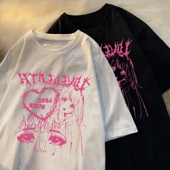 Harajuku T-shirt Women Anime T-shirt Clothes Summer Pattern Tops T-shirt Women Japanese Streetwear Women's Clothing Fashion 1