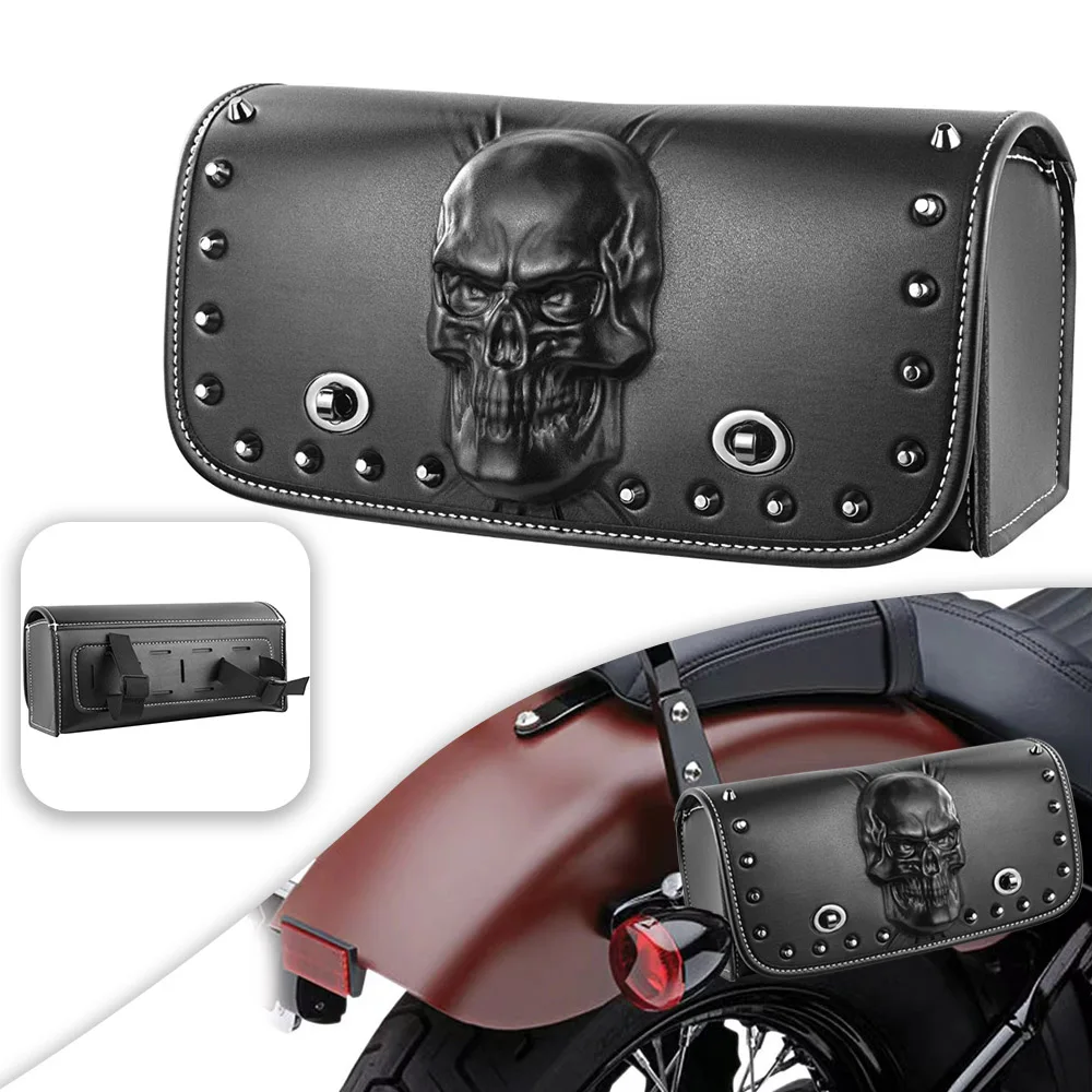 Motorcycle Tool Bag Handlebar Tool Roll Black Tool Organizer Pockets Durable Tool Pouch for Softail Dyna Sportster Bags